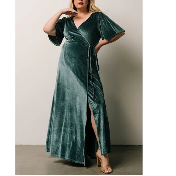 Baltic Born Dresses & Skirts - Baltic Born Maxi Wrap Dress Womens Size 3XL Meghan Velvet Persian Blue